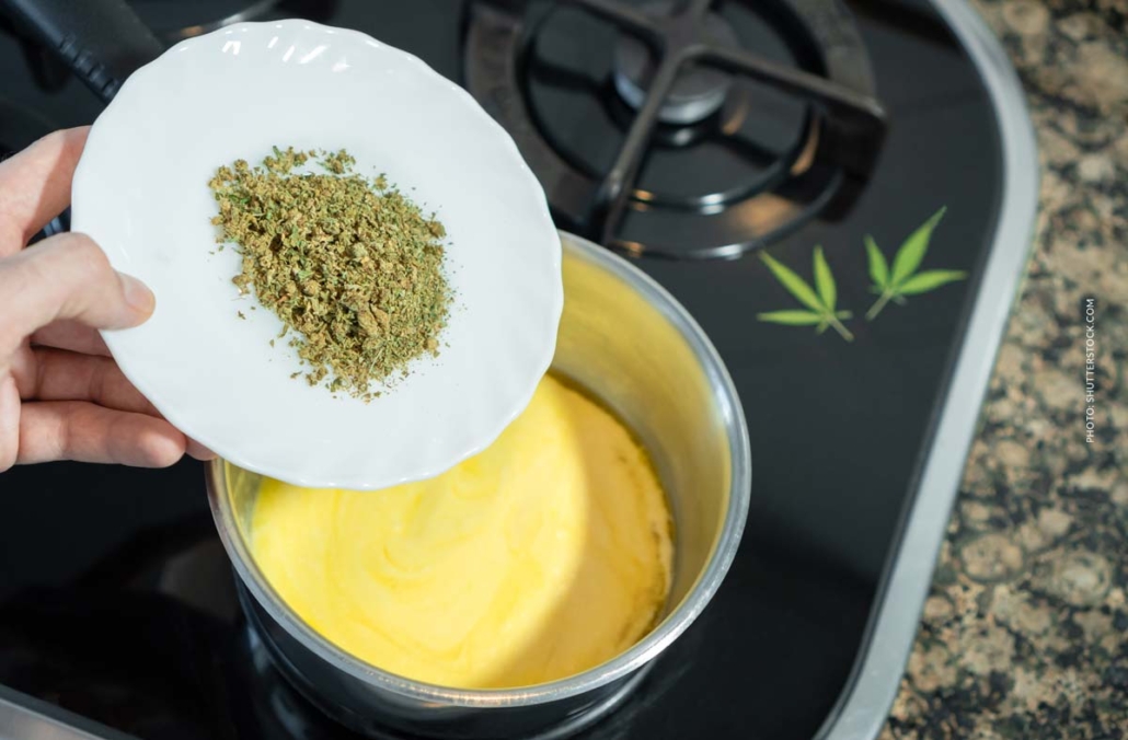 cannabis-hanf-weed-butter-kochkopf-zerkleinerte-bluete-rezept